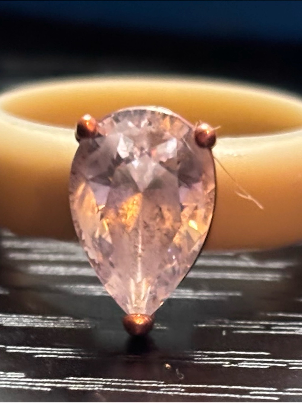 Rose Teardrop Gemstone Ring - Unbranded